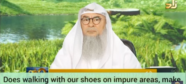 Does walking with shoes on impure areas make everything impure? - Assim al hakeem