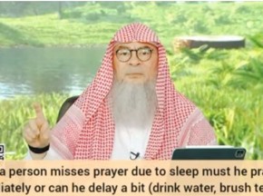 If a person misses prayer due to sleep must he pray immediately or can he delay?