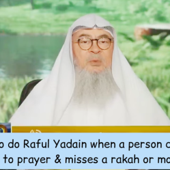How to do raful yadain when a person comes late to prayer & misses a rakah or more?