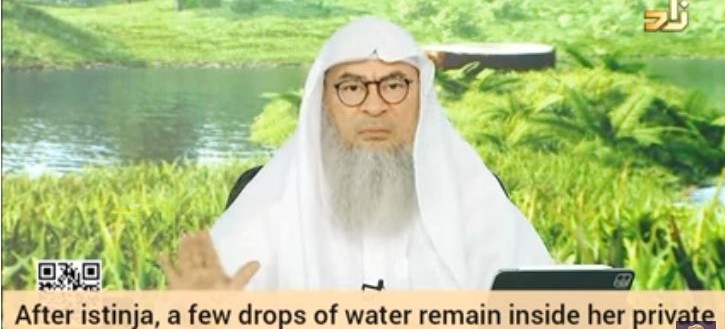 After istinja few drops of water remain inside her private part, they come out on underwear, Impure?