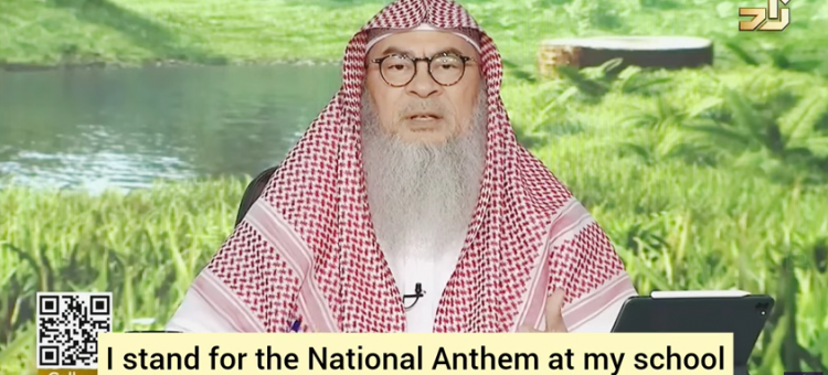I stand up for National Anthem & Flag at school, is it shirk? Do istighfar?
