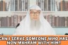 Can I serve someone who has non mahram with him #islam #islamic #quran #allah #hijab assim al hakeem