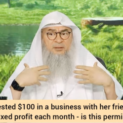 Invested money in business & the partner gives fixed profit every month, is it halal