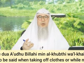 A'oozu billahi minal khubusi wal khabais also to be said when taking off clothes? What to say?