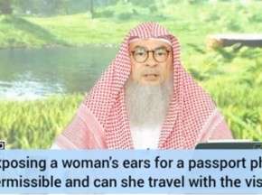 Is exposing a woman's ears for passport photo permissible?