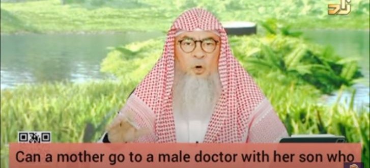 Can mother go to a male doctor with son who reached puberty but isn't knowledgeable?