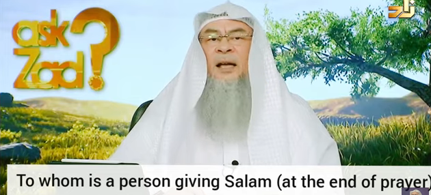 To whom is a person giving Salam at end of the prayer, in congregation & when alone?