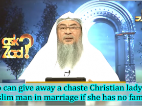 ​Who can give away a chaste Christian lady to Muslim Man in marriage if she has no family?