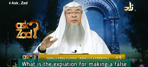 What is the expiation for taking a false oath by holding the Quran?