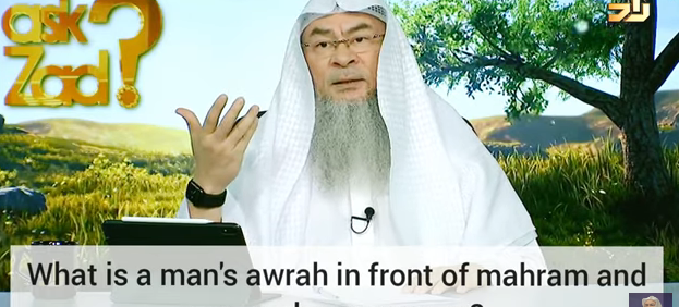 What is a Man's awrah in front of mahram & non mahram women?