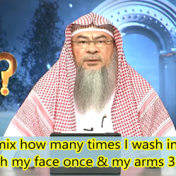 Can I mix the number of times I wash in wudu, wash face once and arms 2 or 3 times?