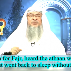 Set alarm for Fajr, heard athan while half asleep,  but went back to sleep