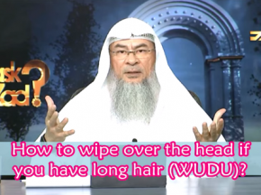 How to wipe over your head in wudu if you have long hair?