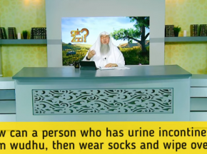​How can a person with urine incontinence perform wudu then wear socks & wipe over them?